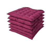 Lot de 6 Galette de Chaise Capitonnée 40 x 40 cm Prune