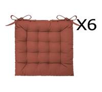 Lot de 6 galettes de chaise en coton coloris terracotta - L.38 x l.38 cm