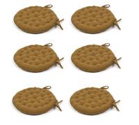 Lot de 6 galettes de chaise rondes en coton matelassé - Bronze - D 40 cm