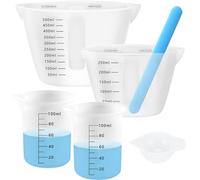 Lot de 6 gobelets doseurs en silicone pour résine époxy, gobelets en silicone 500 ml/250 ml/100 ml/15 ml avec 1 agitateur en silicone pour résine époxy, bricolage, bricolage, laboratoire