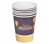 Lot de 6 Gobelets en Papier Ballon Or 25 leu