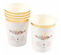 Lot de 6 Gobelets en Papier Boho Chat 25cl Blanc