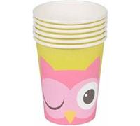 Lot de 6 Gobelets en Papier "Chouette" 25cl Rose Rose G