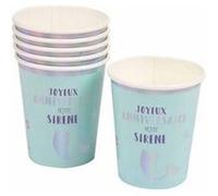 Lot de 6 gobelets en papier "sirène" 25cl bleu Bleu G