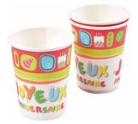 Lot de 6 Gobelets Jetables "Joyeux Anniversaire" 25cl Multicolore Multicolore G