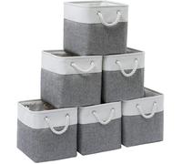 Lot de 6 grands bacs de rangement pliables en tissu avec cordes, de 28 x 28 x 28 cm, pour la maison.