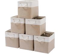 Lot de 6 grands bacs de rangement pliables en tissu avec cordes, de 28 x 28 x 28 cm, pour la maison.