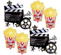 Lot de 6 grands ballons à popcorn en aluminium pour fête d'anniversaire, fête prénatale, carnaval, fête sur le thème de la soirée cinéma