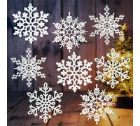 Lot de 6 Grands Flocons de Neige Blancs en Plastique - 30,5 cm - pour intérieur et extérieur - Décoration de fenêtre - Décoration géante Noel