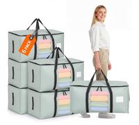 Lot de 6 grands sacs de déménagement imperméables de 90 l avec fenêtre de visualisation pour vêtements, déménagement, camping, outils de jardin, sacs de déménagement, conteneurs de rangement de Noël