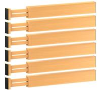 Lot de 6 grands séparateurs de tiroir en bambou - Séparateurs de rangement réglables et extensibles pour cuisine, commode, chambre à coucher, tiroir de bébé, salle de bain et bureau