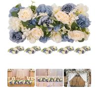 Lot de 6 guirlandes de fleurs artificielles - Guirlande de fleurs en soie - Décoration pour arche de mariage et fond - Nappe pour mariage et fête - Champagne + Bleu