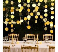 Lot de 6 guirlandes rondes en papier à paillettes de 4 m - Guirlande ronde iridescente à suspendre - Multicolore - Papier à paillettes - Multicolore - Doré