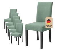Lot de 6 housses de chaise extensibles à motifs vert clair - assise 38-45 cm, dossier 45-65 cm, salle à manger, mariage et fête
