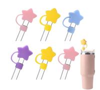 Lot de 6 housses de paille de Noël pour Stanley, capuchons réutilisables compatibles avec toutes les pailles de 10 mm, embouts anti-poussière en silicone pour carafe Stanley