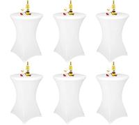 Lot de 6 Housses de Table Haute Blanches - Pour Tables Hautes et Bistro - Diamètre 70-75 cm - Avec Poches pour Pieds - Pour Mariage, Fête d'Anniversaire, Banquet (70 cm, Blanc)