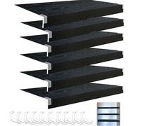 Lot de 6 housses d'étagère en fil de bois synthétique noir - 88,9 x 30,5 cm - 0,79 cm d'épaisseur - Pour cuisine, garde-manger, placard, salle de bain