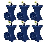 Lot de 6 housses extensibles pour table mange-debout - Bleu marine | Imperméable - Renfort au niveau des pieds - Lavable en machine - Housse extensible pour tables hautes et tables de bistrot