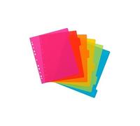 Intercalaires réinscriptibles neutres polypropylène - 6 onglets - Viquel Happy Fluo