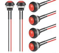 Lot de 6 interrupteurs à bouton-poussoir momentané de 12 mm, commutateurs marche/arrêt ronds étanches avec fils pré-soudés, 3 A 125 VAC à réinitialisation automatique pour voiture et camion, rouge et