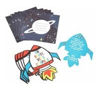 Lot de 6 Invitations d'Anniversaire "Espace" 15cm Bleu Bleu G