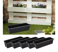 Lot de 6 jardinières ondulées - En plastique - 37 x 9,5 x 13,5 cm - Insert pour plantation compatible avec les palettes européennes (1 x 6 jardinières ondulées)