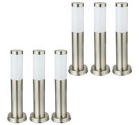 Lot de 6 lampadaires LED d'extérieur Lampe d'allée en acier inoxydable Lampe de jardin sur pied argentée, 6x E27 LED blanc chaud, hauteur 45 cm