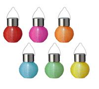 Lot de 6 lampes solaires de jardin 7 x 9 cm en nylon - Lampion LED - Lampe solaire pour jardin, balcon - Lampe suspendue - Lampes solaires pour l'extérieur - Décoration de jardin - Blanc froid