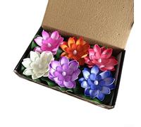 Lot de 6 lanternes flottantes en lotus pour piscine avec lumières LED (A)
