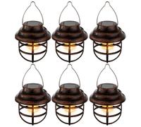 Lot de 6 lanternes solaires LED lampes de grille décoration de jardin éclairage extérieur lampes de balcon rouille