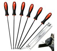 Lot de 6 limes pour tronçonneuse, 6 tailles de limes rondes 3,2 mm, 4,0 mm, 4,5 mm, 4,8 mm, 5,2 mm, 5,5 mm avec poignée et guide pour tronçonneuse, aiguisage de chaînes de tronçonneuse, kit de limes
