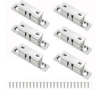 Lot de 6 loquets à double boule de 49 mm avec vis argentées | Loquet de porte réglable pour armoires, armoires de cuisine, meubles