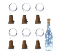 Lot de 6 lumières LED imperméables avec bouchon en pour bouteille de | Lumières de bouteille avec liège pour cheminée, jardin, maison, boissons, banquets festifs, mariages en plein air