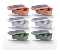Lot de 6 lunch box compartimentées avec 6 ustensiles de cuisine Fackelmann Storage Beige|Rouge|Vert