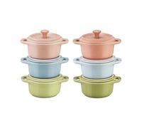 Staub Set de cocottes Macaron 6 pièces rondes en céramique, couleurs mélangées