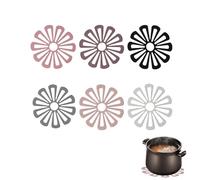 Lot de 6 maniques et dessous de plat en silicone résistants à la chaleur - Dessous de plat à fleurs multiples - Design creux - Antidérapant et décoratif - Passe au lave-vaisselle