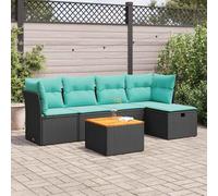 Lot de 6 meubles de jardin avec coussins en rotin synthétique noir avec compartiment de rangement étanche sous le siège et housse lavable amovible pour terrasse et patio