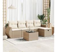Lot de 6 meubles de jardin avec coussins, rotin synthétique beige, loisirs modulaires avec compartiment de rangement et sac imperméable, housse de coussin lavable amovible, repose-pieds universels