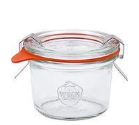 Lot de 6 mini bocaux en verre Weck de 80 ml avec anneau en caoutchouc et pinces