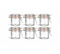 Lot de 6 mini bocaux Weck de 80 ml avec fermeture à levier - Petits bocaux en verre pour conserves avec joint en caoutchouc, hermétiques et réutilisables - Transparents