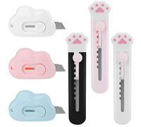 Lot de 6 mini-couteaux - Petit couteau polyvalent en forme de crochet - Mini-couteau portable pour le carton, le papier et les boîtes