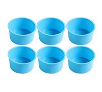 Lot de 6 mini moules à gâteau ronds en silicone de 10,2 cm, anti-adhésifs et réutilisables, outils de cuisson pour gelée, mousse, dessert (bleu)