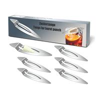 Lot de 6 mini pinces à feu, en acier inoxydable, argentées, 3,5 x 14,5 cm