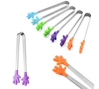 Lot de 6 mini pinces alimentaires en silicone en forme de main pour sucre, glaçons, bonbons, café, seau à glace, bar (couleur aléatoire)
