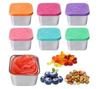 Lot De 6 Mini Pots À Sauce Avec Couvercles, 180 Ml Boîtes À Goûter En Acier Inoxydable, Récipients De Collation En Acier, Récipient De Snacks Pour Le Travail, École, Voyager