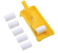 Lot de 6 mini rouleaux de peinture en mousse haute densité de 5,1 cm avec plateau et poignée pour retouches de bordures