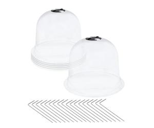 Lot de 6 mini serres en plastique de 23 cm - Cloche de plantation avec 18 piquets d'ancrage - Pour la culture des semences, des boutures, des herbes, des légumes, des tomates