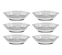 Lot de 6 moule en verre fileté, plateau réfractaire rond avec poignées latérales, plat à four moule de cuisson, capacité 1.6 L - Longueur 28.3 x Profondeur 25.4 x Hauteur 4.7 cm -JUANIO- Transparent G