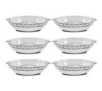 Lot de 6 moule en verre fileté, plateau réfractaire rond avec poignées latérales, plat à four moule de cuisson, capacité 1.3 L - Longueur 25.7 x Profondeur 22.8 x Hauteur 4.7 cm -JUANIO- Transparent G