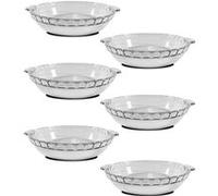 Lot de 6 moule en verre fileté, plateau réfractaire rond avec poignées latérales, plat à four moule de cuisson, capacité 0.6 L - Longueur 20.2 x Profondeur 17.9 x Hauteur 3.9 cm -JUANIO- Transparent G